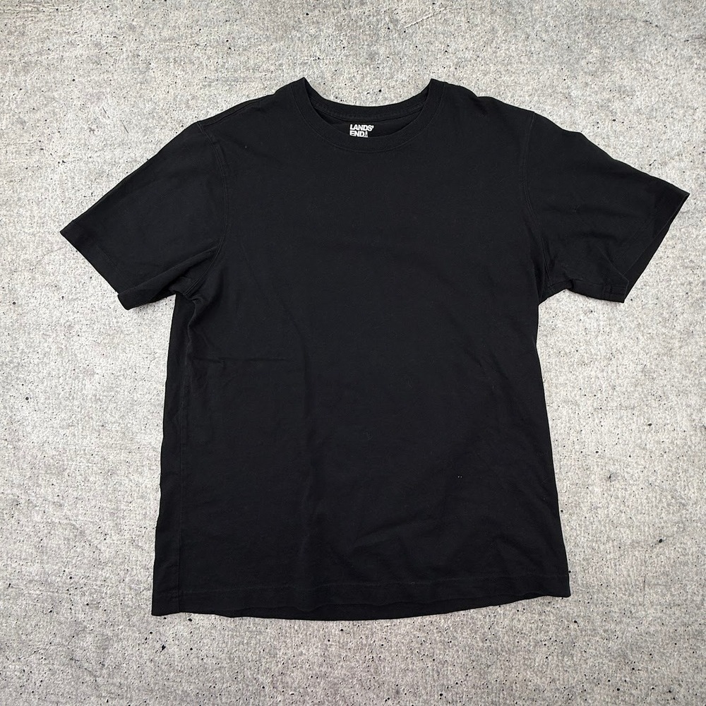 Lands End Super-T Tailored Fit Blank Black T-Shirt Mens Medium Cotton 38-40